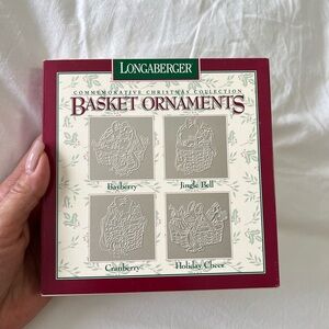 Longaberger Basket Ornaments Pewter 1993 1994 1995 1996 Christmas Set Of 4